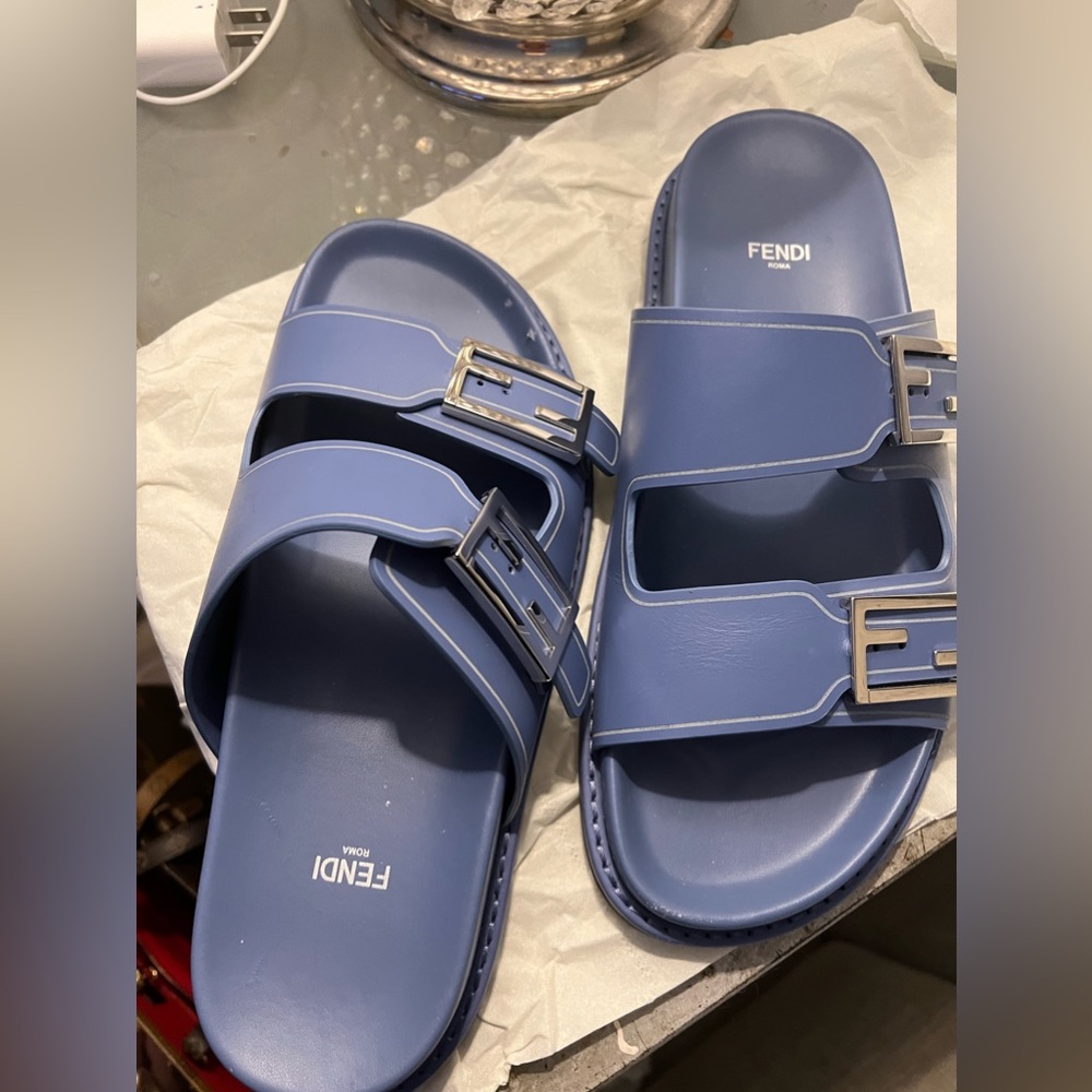 Blue Fendi Slide